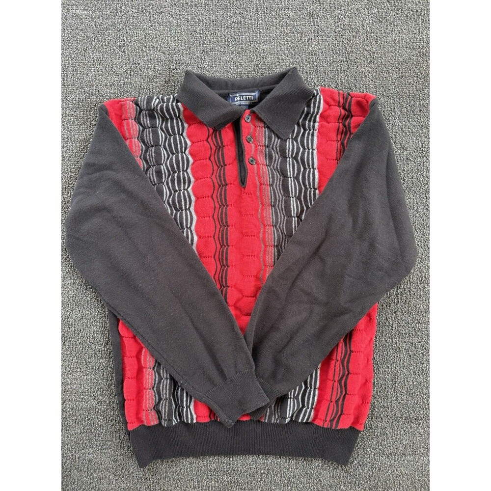 Vintage Pelleti 3d Knit Sweater Size‎ XL Red/Black Long Sleeve